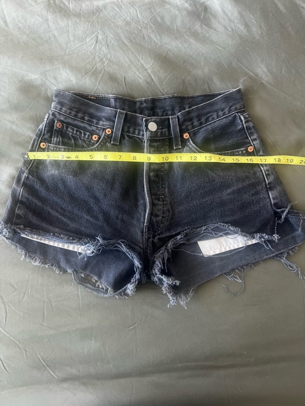 High-Rise Black Distressed Denim Shorts